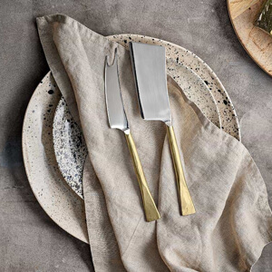 Nkuku Ena Cheese Knife Set 2 Brushed Gold